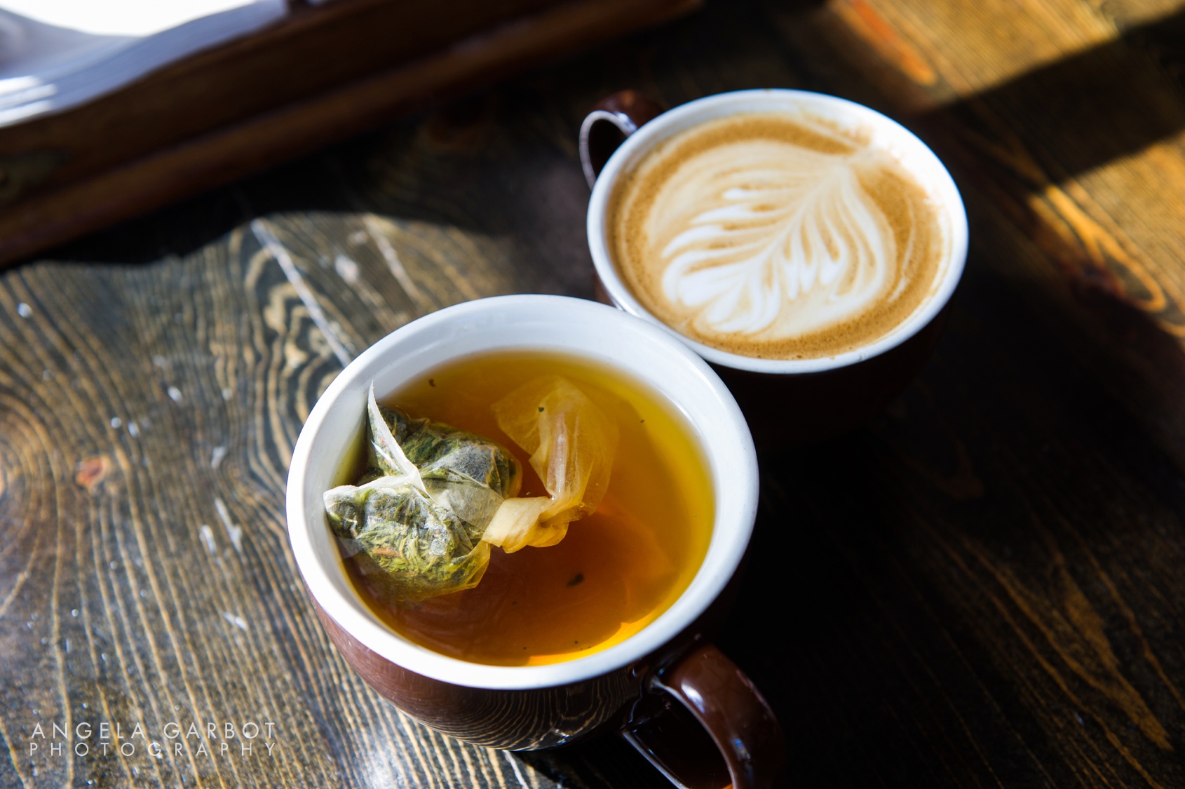 Branding Photography of green tea at Heritage Bicycles Coffee Shop in Lakeview in Chicago by Angela Garbot Photography